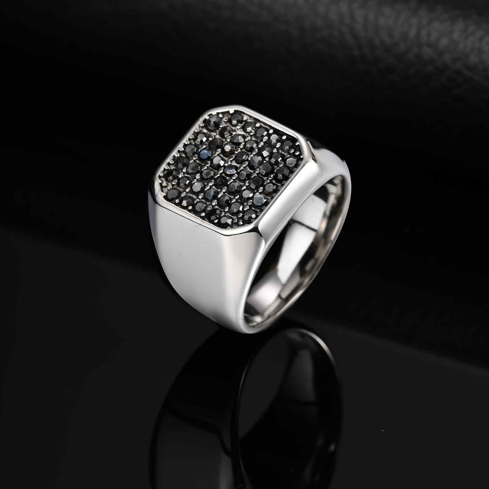 Mens Signet Ring - Anillos de dedo cuadrados con sello