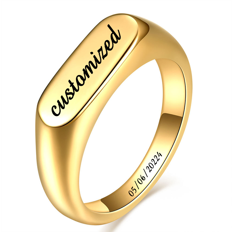 Mens Signet Ring - Anillos de sello de acero inoxidable