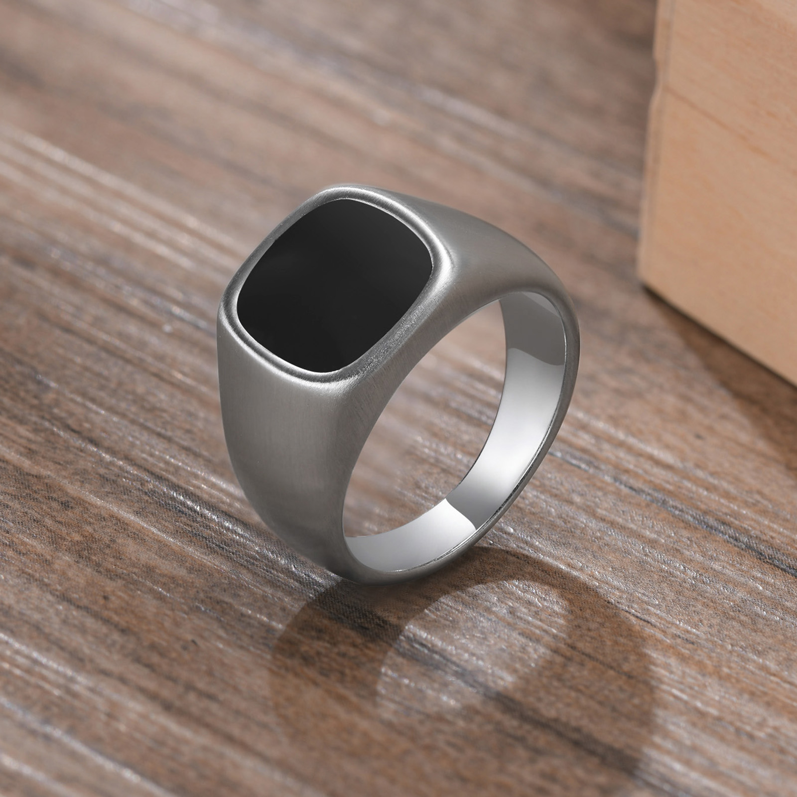 Mens Signet Ring - Anillo de acero inoxidable para hombre,