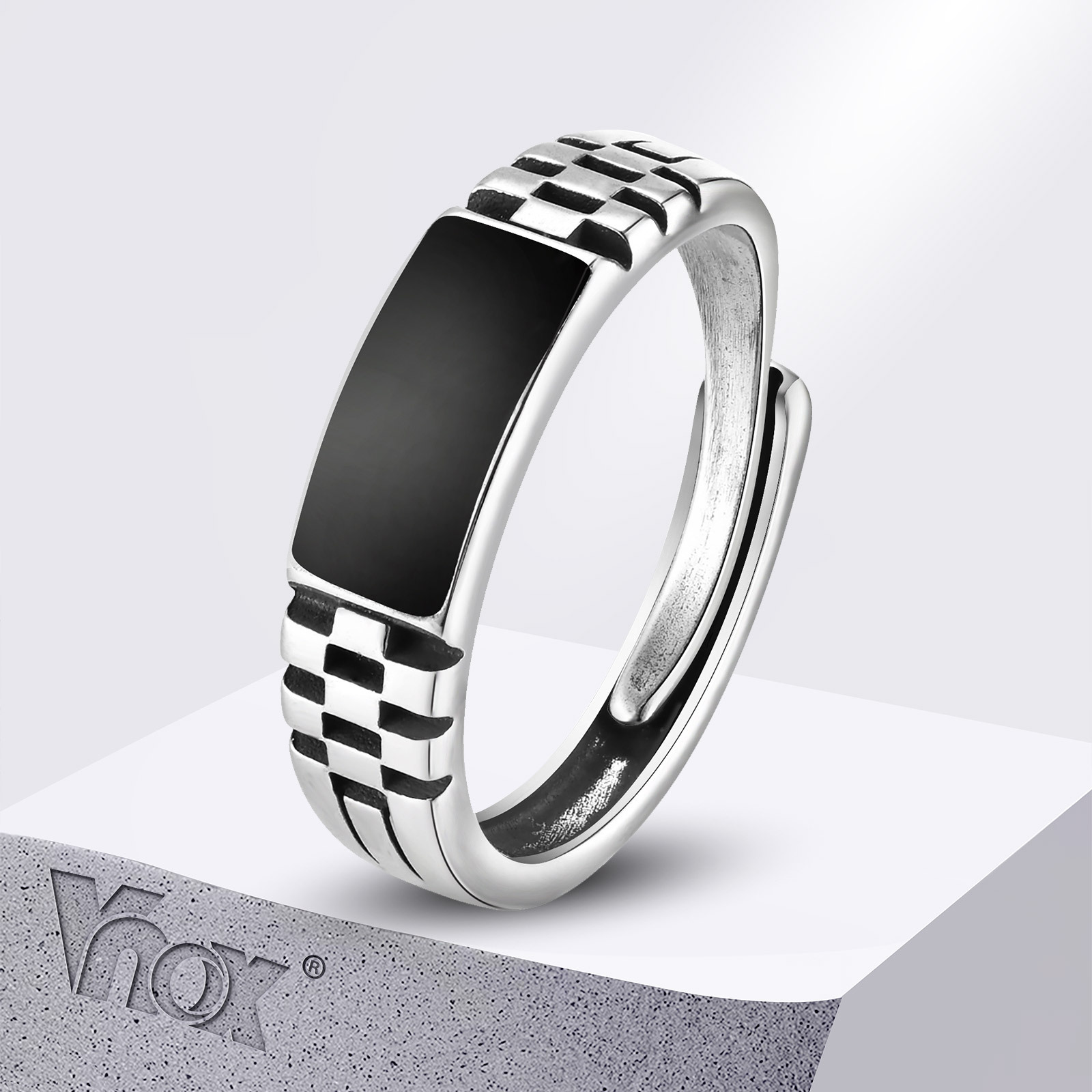 Mens Signet Ring - Anillos abiertos para hombre Vnox, anillo