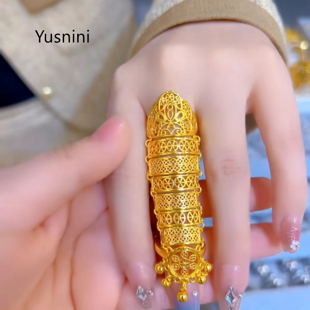 Statement Cocktail Ring - Anillo de Mujer de Estilo Étnico,