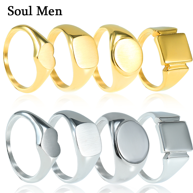 Mens Signet Ring - Soul Men Anillos de acero de