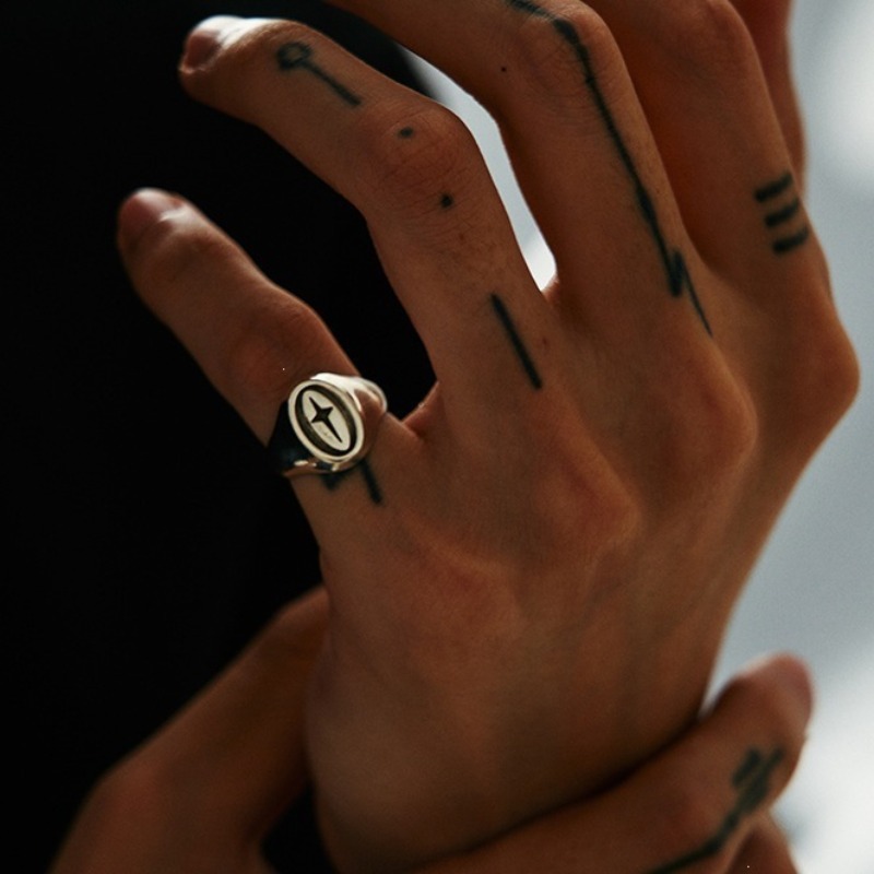 Anillo Abierto Minimalista con - Mens Signet Ring reseña y precio