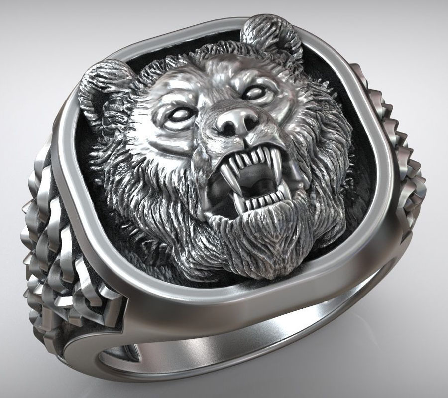22g Cabeza de Oso Vikinga, Ado - Mens Signet Ring reseña y precio