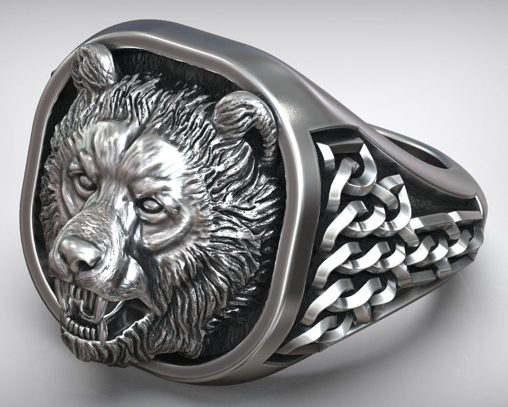 22g Cabeza de Oso Vikinga, Ado - Mens Signet Ring reseña y precio