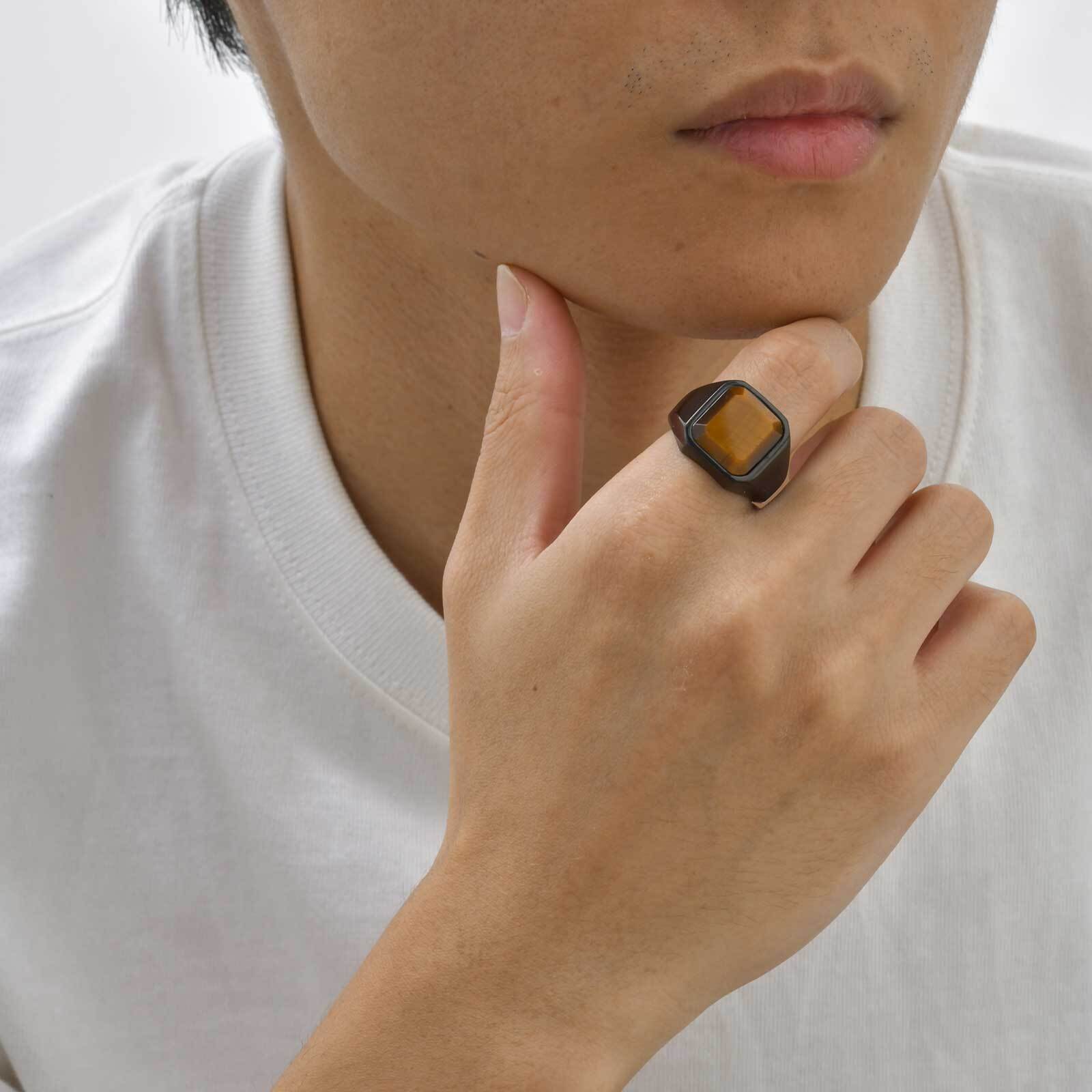 Anillo de piedra de ojo de tig - Mens Signet Ring reseña y precio