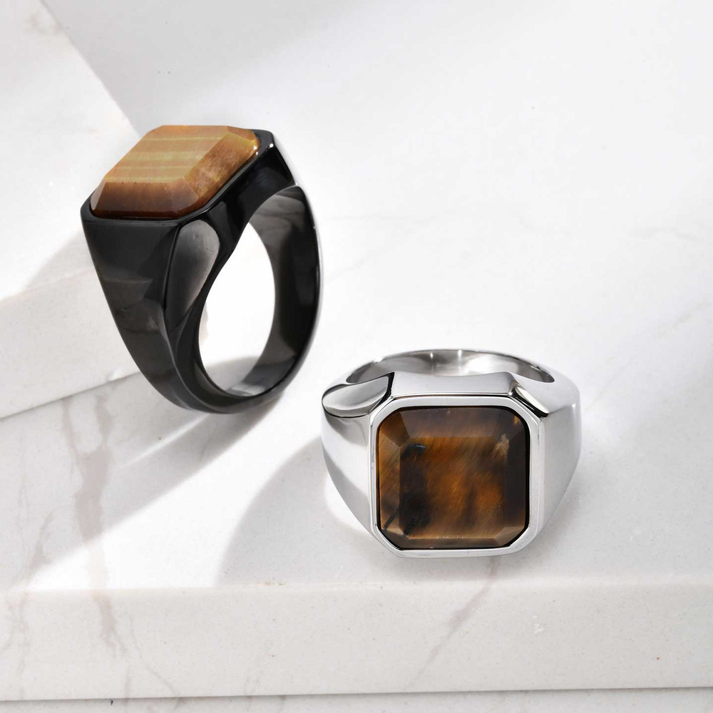 Anillo de piedra de ojo de tig - Mens Signet Ring reseña y precio