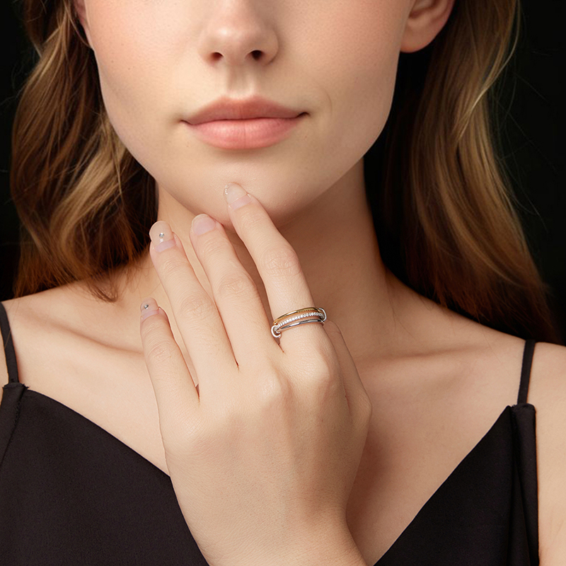 Anillo Bamoer U Biclor Moissan - Statement Cocktail Ring reseña y precio