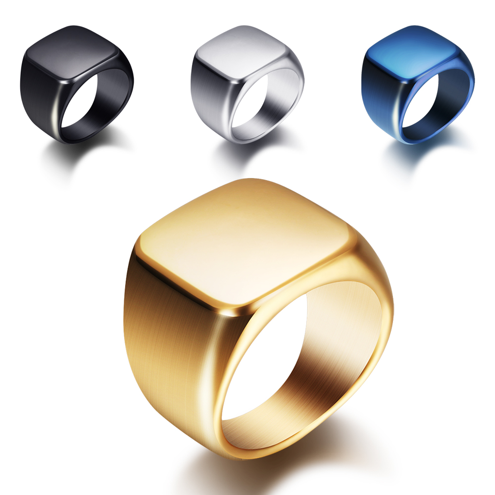 Anillo de plata/oro/negro/azul - Mens Signet Ring reseña y precio