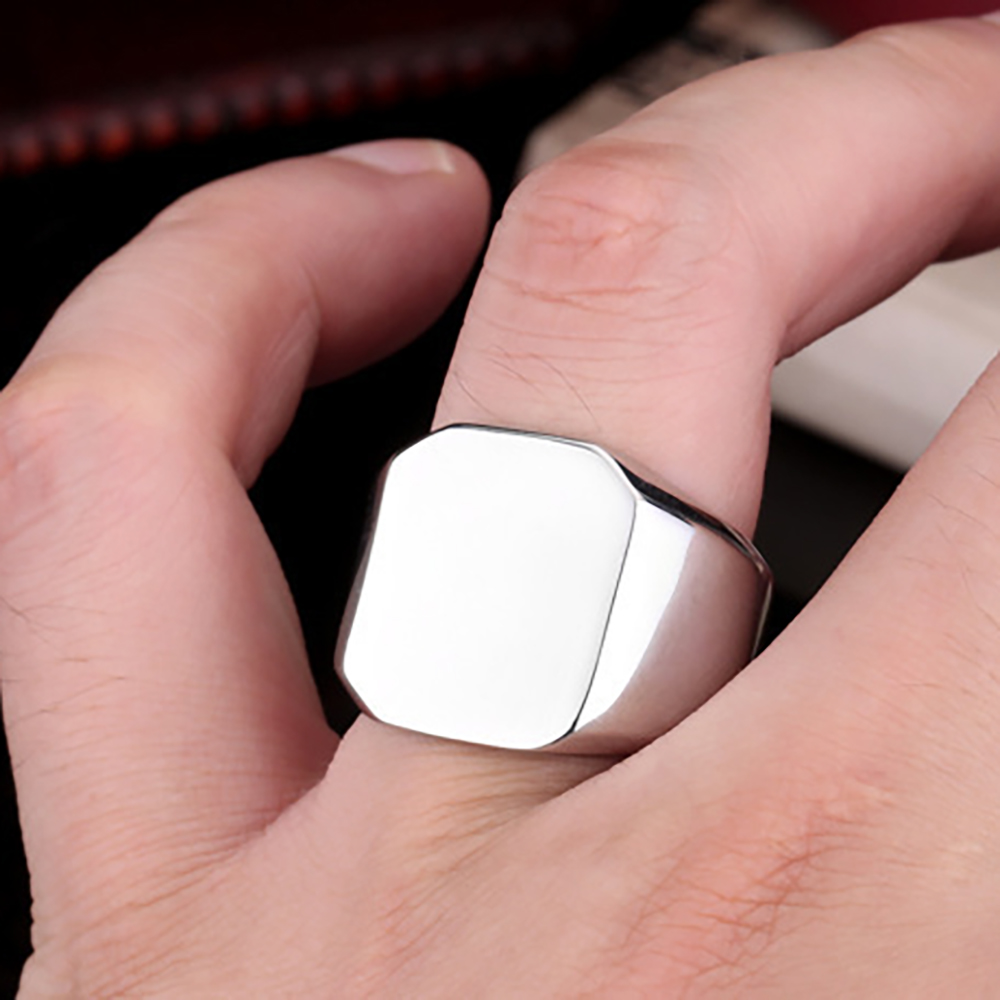 Anillo de plata/oro/negro/azul - Mens Signet Ring reseña y precio