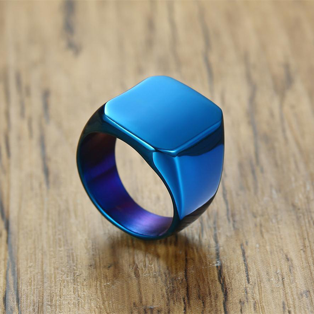 Anillo de plata/oro/negro/azul - Mens Signet Ring reseña y precio
