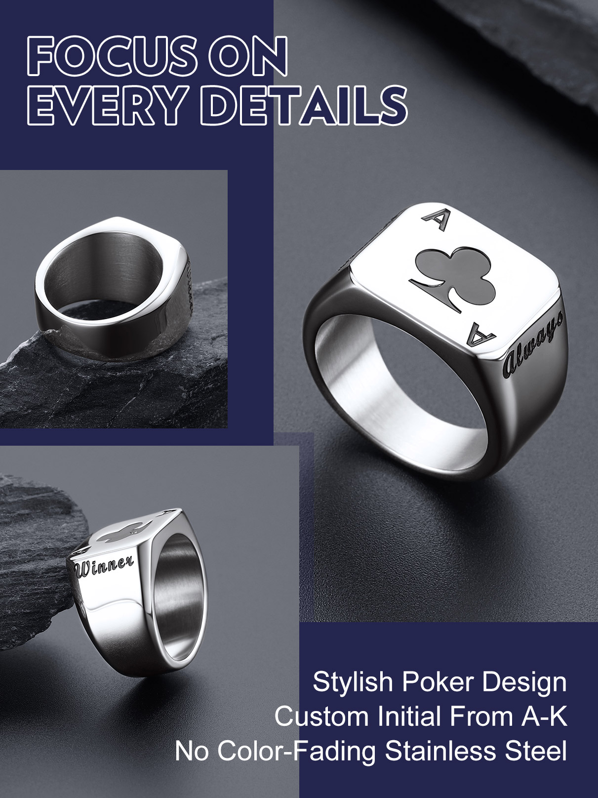 Anillos de tarjetas de póker d - Mens Signet Ring reseña y precio