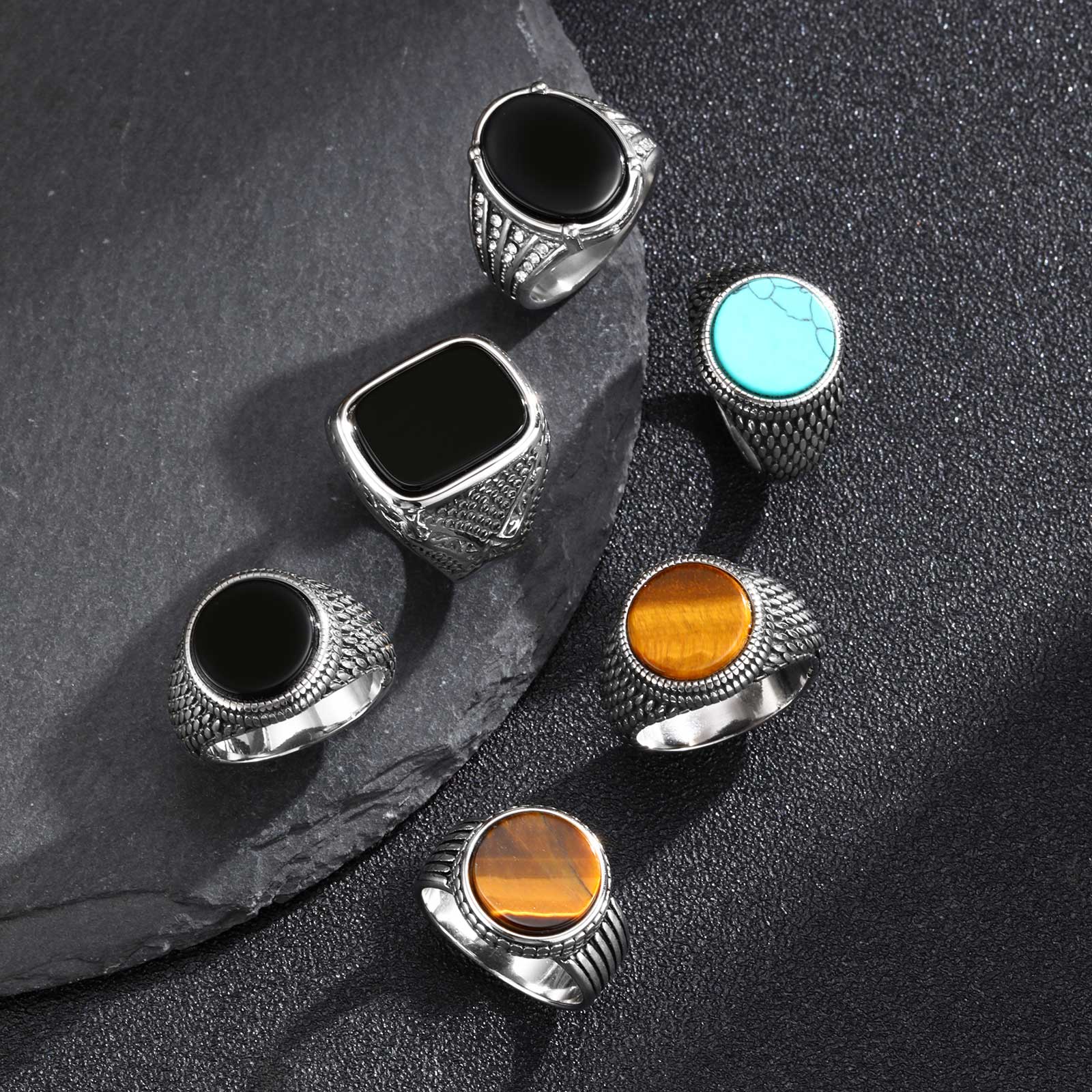 Anillo de piedra Natural de oj - Mens Signet Ring reseña y precio