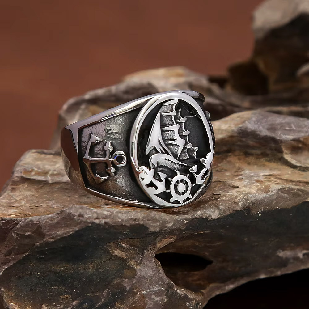 Anillo de sello vintage náutic - Mens Signet Ring reseña y precio