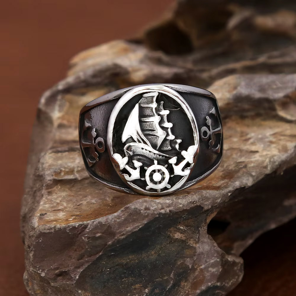 Anillo de sello vintage náutic - Mens Signet Ring reseña y precio