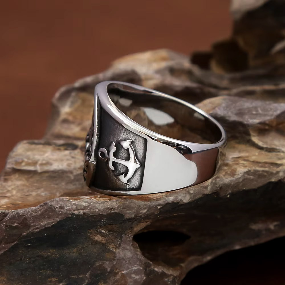 Anillo de sello vintage náutic - Mens Signet Ring reseña y precio