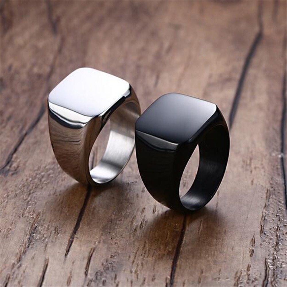 Anillos de acero inoxidable li - Mens Signet Ring reseña y precio