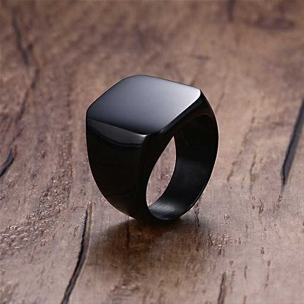 Anillos de acero inoxidable li - Mens Signet Ring reseña y precio
