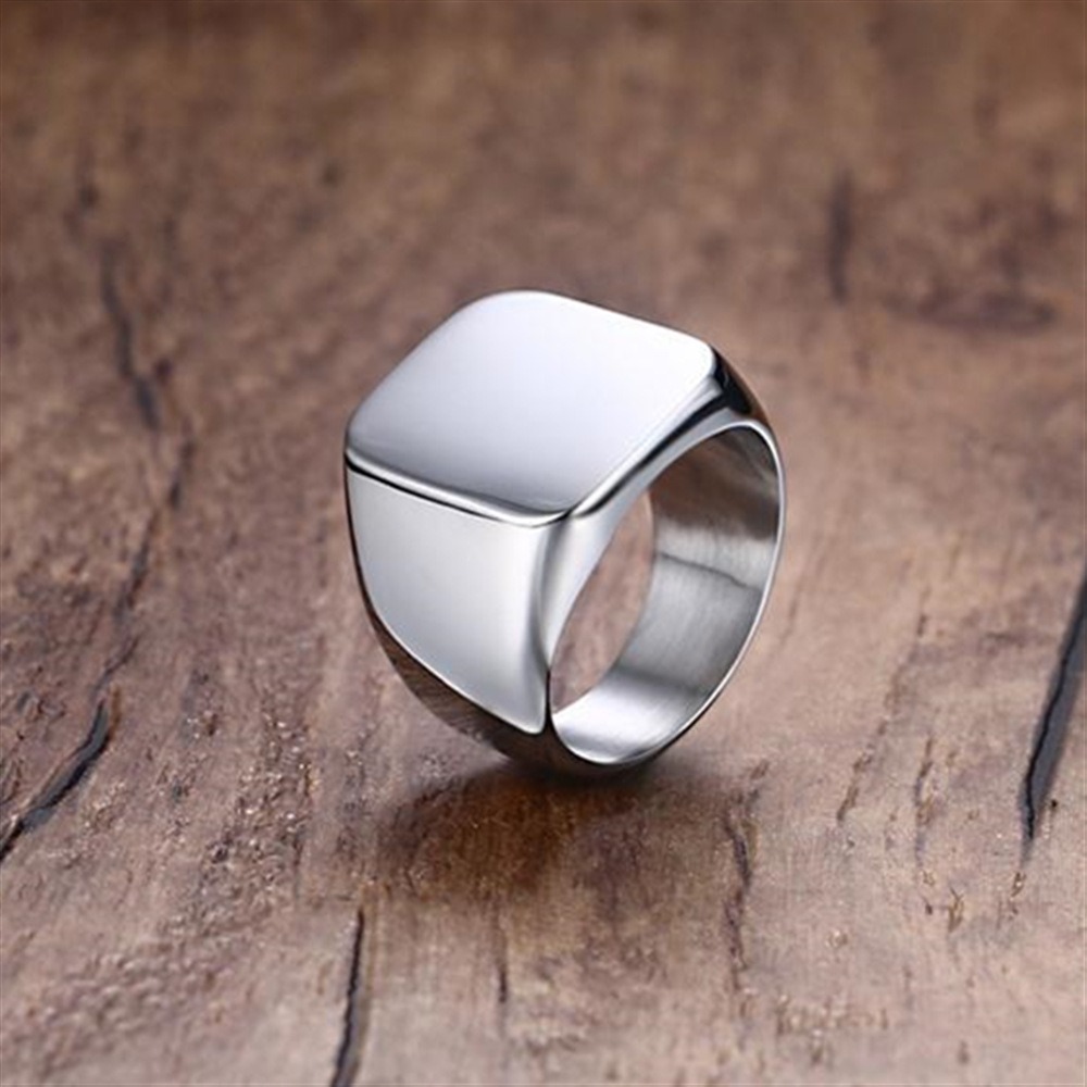 Anillos de acero inoxidable li - Mens Signet Ring reseña y precio